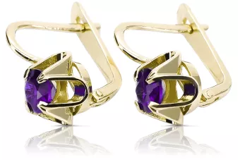 14K жълто злато Александрит Обеци Винтидж бижута vec018y